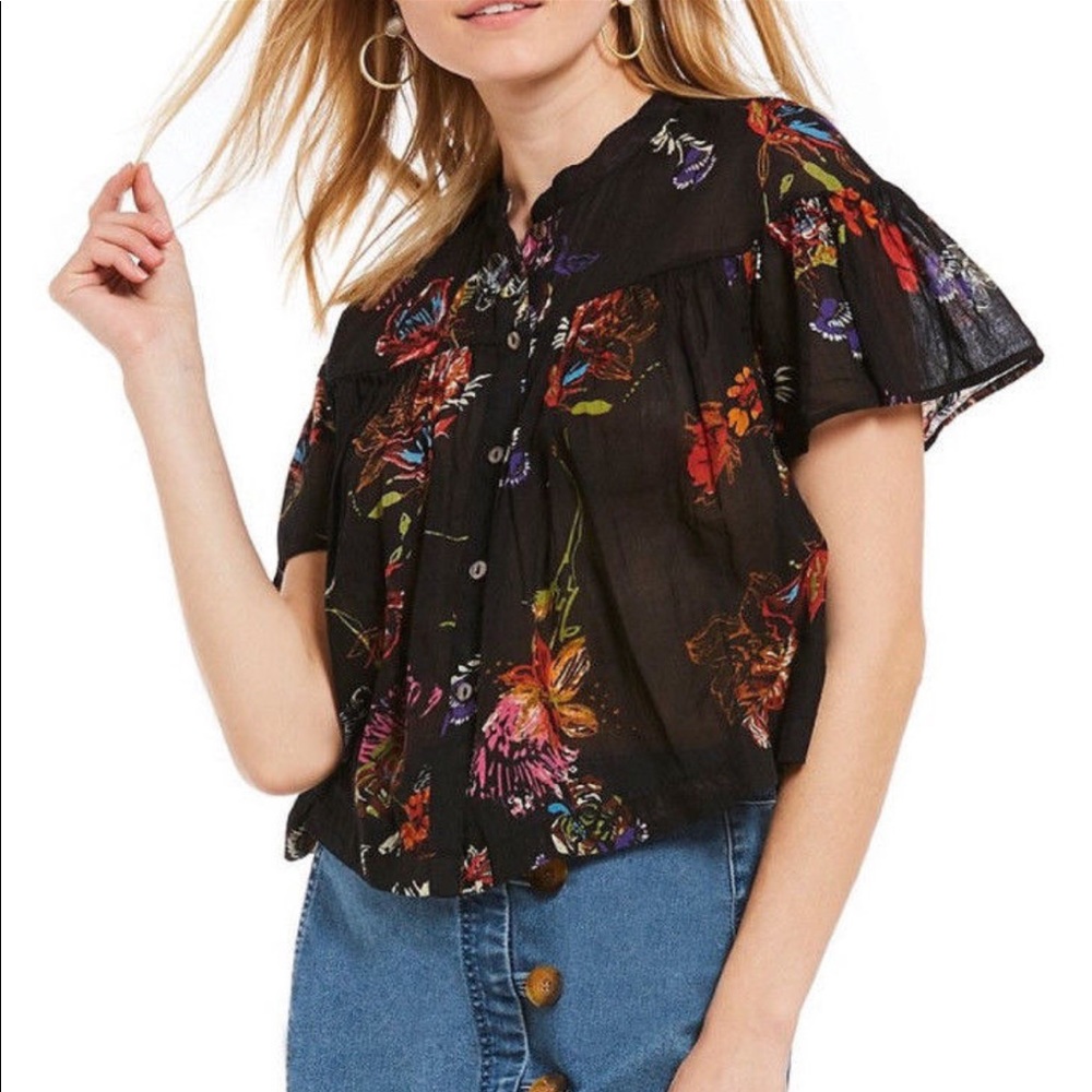 NWT FREE PEOPLE SWEET‎ ESCAPE FLORAL CROP TOP Boho Indie Artsy Vintage Inspired